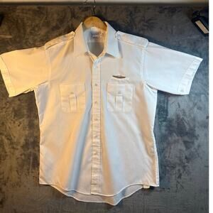 VTG 80s Jetstream by Elbeco United Airlines Captains Shirt and Pin Size 17 RARE!